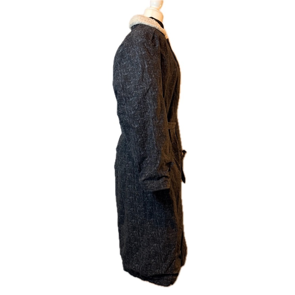 Dosha 1980’s Vintage Longline Belted Coat with Faux Fur Trim - Size Large - Picture 5 of 10